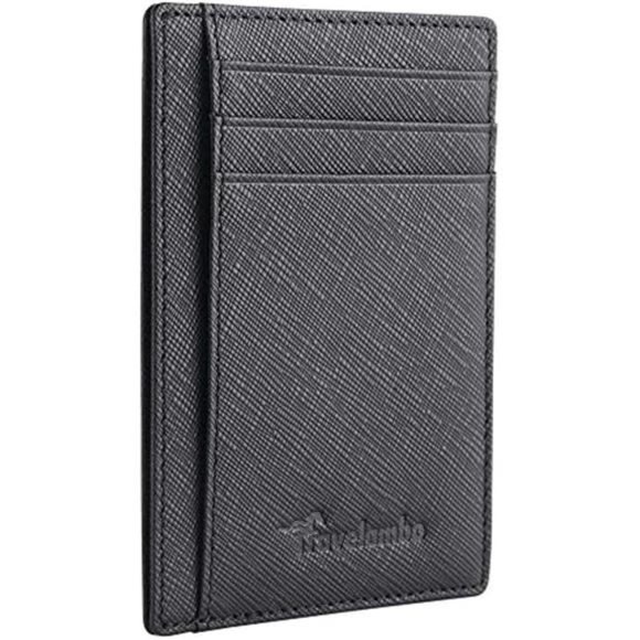 Mens Front Pocket Minimalist Leather Slim Wallet RFID Blocking Medium Size - Picture 1 of 4